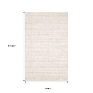 Homeroots 5' Ivory Striped Hand-tufted Area Rug - Add Elegant Texture And Style To Enhance Your Home Decor 8' X 10' Wool Blend 575935