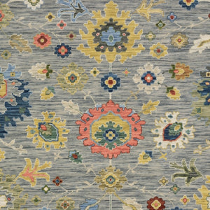 Homeroots 2' Gray Blue And Yellow Oriental Area Rug With Fringe – Stylish Design To Enhance Your Home Decor 7' X 10' Wool Blend 575936