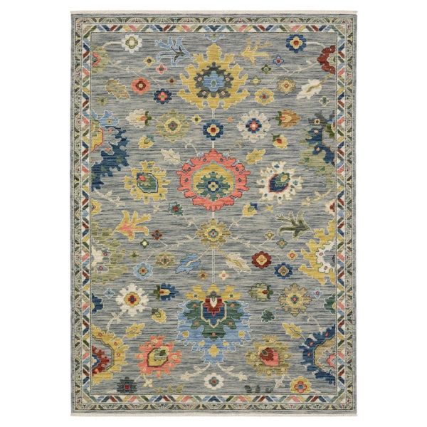 HomeRoots 6' Elegant Gray Blue Green Oriental Runner Rug with Fringed Tassels for Hallways and Entryways 7' X 10' 575936