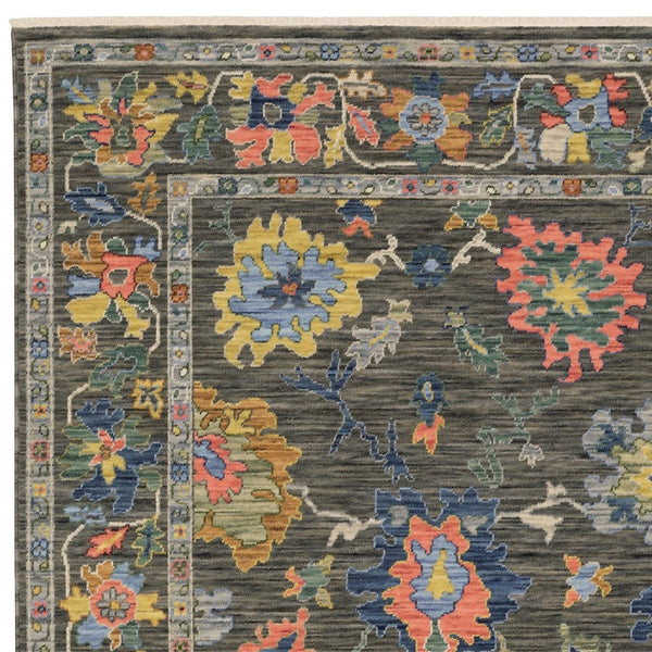 Homeroots 2' Cozy Gray Oriental Area Rug With Fringe - Elevate Your Space With Timeless Style And Warmth 7' X 10' Wool Blend 575940