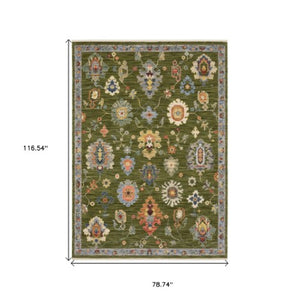 Homeroots 2' Yellow Oriental Area Rug With Fringe - Timeless Design For Cozy Home Decor And Warmth 7' X 10' Wool Blend 575942