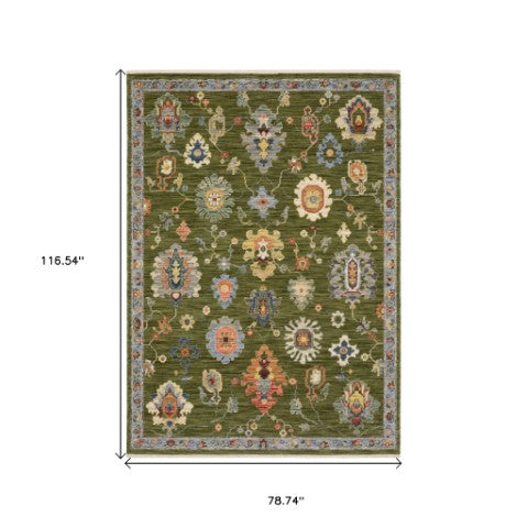 Homeroots 2' Yellow Oriental Area Rug With Fringe - Timeless Design For Cozy Home Decor And Warmth 7' X 10' Wool Blend 575942