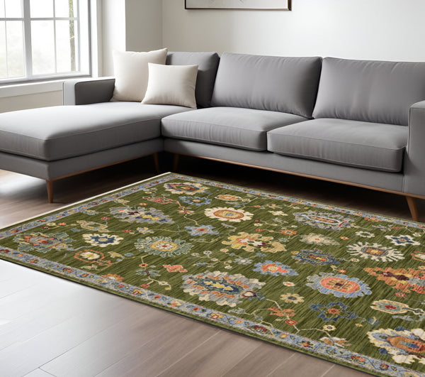 Homeroots 2' Yellow Oriental Area Rug With Fringe - Timeless Design For Cozy Home Decor And Warmth 7' X 10' Wool Blend 575942