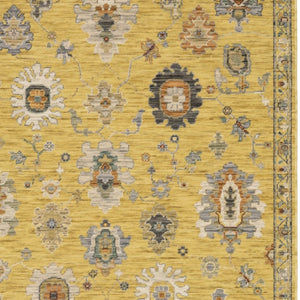 Homeroots 2' Yellow Oriental Area Rug With Fringe - Timeless Design For Cozy Home Decor And Warmth 7' X 10' Wool Blend 575943