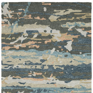 HomeRoots 5' Abstract Gray and Blue Hand-Tufted Wool Area Rug - Soft, Durable, and Perfect for Any Room Decor 5' X 8' 575944