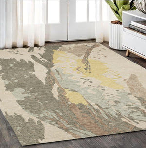 Homeroots 5' Beige Wool Abstract Hand-tufted Area Rug – Elevate Your Living Space With Style And Sophistication 5' X 8' Wool 575945