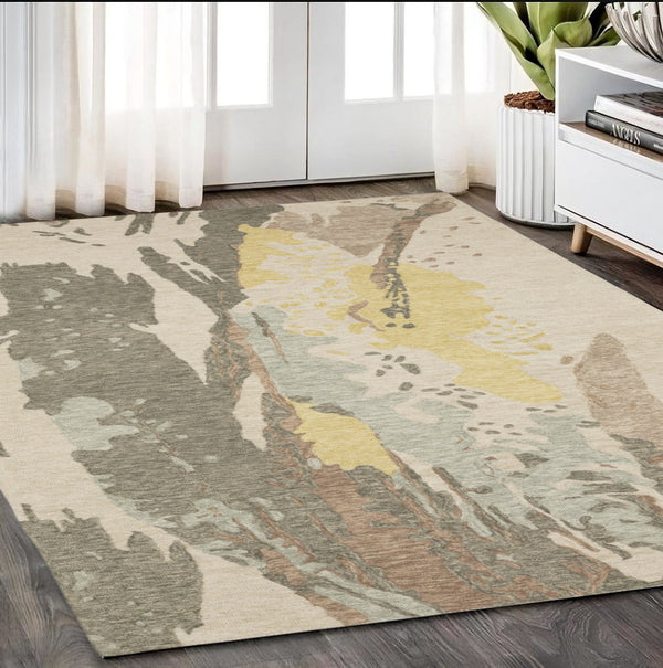 Homeroots 5' Beige Wool Abstract Hand-tufted Area Rug – Elevate Your Living Space With Style And Sophistication 5' X 8' Wool 575945