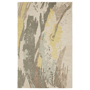 HomeRoots 5' Hand-Tufted Wool Area Rug in Beige and Yellow - Modern Abstract Design for Elegant Spaces 5' X 8' 575945