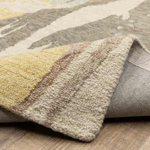 Homeroots 5' Beige Wool Abstract Hand-tufted Area Rug – Elevate Your Living Space With Style And Sophistication 5' X 8' Wool 575945