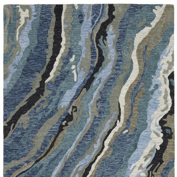 Homeroots 5' Abstract Hand-tufted Area Rug In Blue And Teal - Elevate Your Space With Style And Warmth 5' X 8' Wool 575946