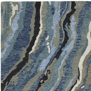 Homeroots 5' Abstract Hand-tufted Area Rug In Blue And Teal - Elevate Your Space With Style And Warmth 5' X 8' Wool 575946
