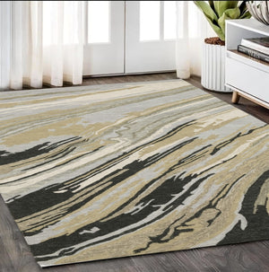 HomeRoots 5' Gray Wool Abstract Hand-Tufted Area Rug - Contemporary Artistry and Cozy Comfort for Your Home 5' X 8' 575948