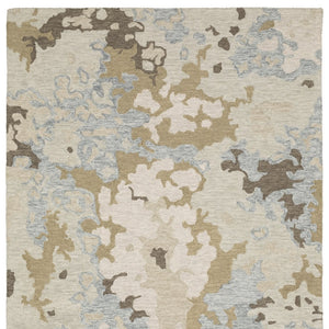 Homeroots 5' Abstract Hand-tufted Beige And Blue Wool Area Rug - Elevate Your Space With Style And Comfort 5' X 8' Wool 575949