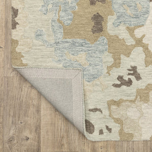 Homeroots 5' Abstract Hand-tufted Beige And Blue Wool Area Rug - Elevate Your Space With Style And Comfort 5' X 8' Wool 575949
