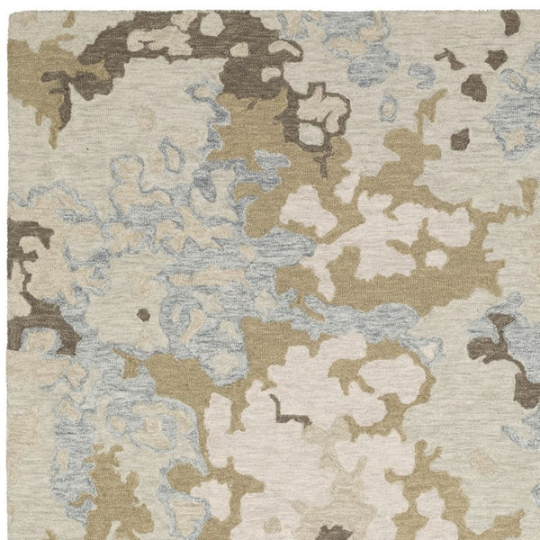 Homeroots 5' Abstract Hand-tufted Beige And Blue Wool Area Rug - Elevate Your Space With Style And Comfort 5' X 8' Wool 575949