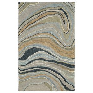 HomeRoots 5' Gray and Blue Wool Hand-Tufted Area Rug - Modern Abstract Design for Stylish Home Décor 5' X 8' 575950