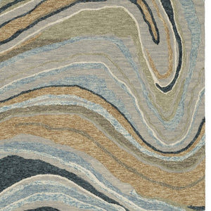HomeRoots 5' Gray and Blue Wool Hand-Tufted Area Rug - Modern Abstract Design for Stylish Home Décor 5' X 8' 575950