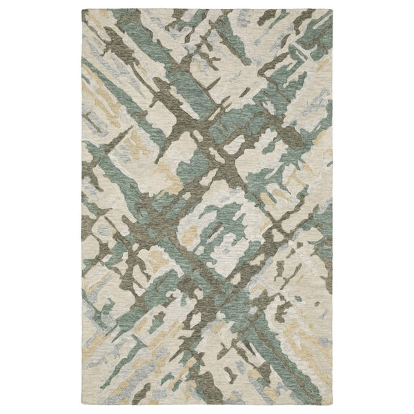 HomeRoots 5' Hand-Tufted Wool Area Rug in Gray and Teal - Contemporary Abstract Design for Cozy Spaces 5' X 8' 575951