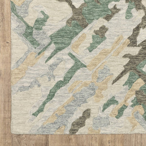 HomeRoots 5' Hand-Tufted Wool Area Rug in Gray and Teal - Contemporary Abstract Design for Cozy Spaces 5' X 8' 575951