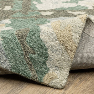 HomeRoots 5' Hand-Tufted Wool Area Rug in Gray and Teal - Contemporary Abstract Design for Cozy Spaces 5' X 8' 575951