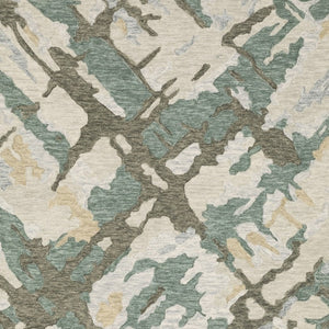 HomeRoots 5' Hand-Tufted Wool Area Rug in Gray and Teal - Contemporary Abstract Design for Cozy Spaces 5' X 8' 575951