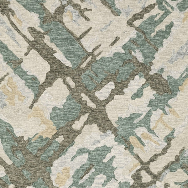 HomeRoots 5' Hand-Tufted Wool Area Rug in Gray and Teal - Contemporary Abstract Design for Cozy Spaces 5' X 8' 575951