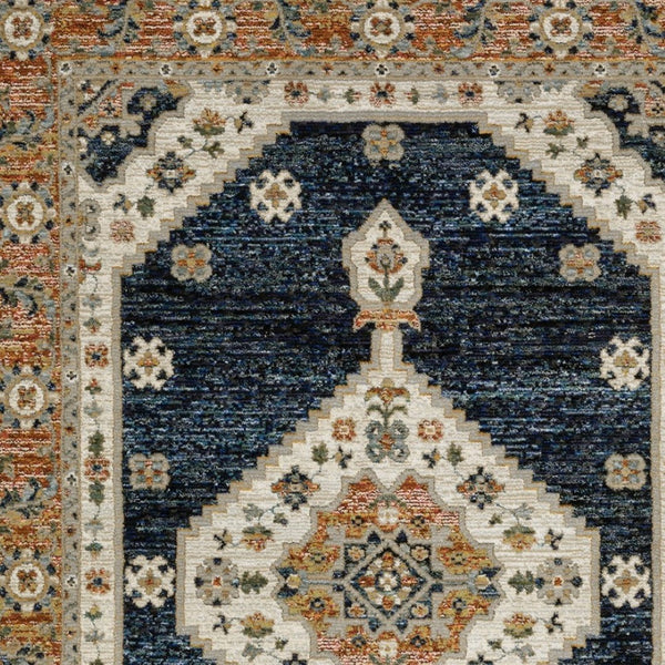 Homeroots 2' Blue Medallion Power Loom Area Rug - Stain Resistant, Soft Texture Perfect For Homes With Kids & Pets 3' X 5' Polypropylene 575959