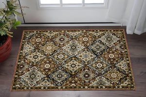 Homeroots 2' Charming Medallion Area Rug In Red, Yellow & Ivory - Stain Resistant For Homes With Kids & Pets 3' X 5' Polypropylene 575961