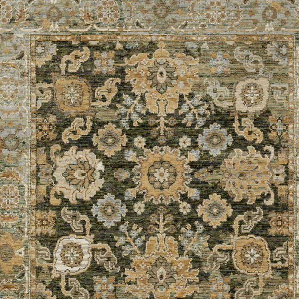 Homeroots 2' Enchanting Green Oriental Area Rug - Stain Resistant, Perfect For Homes With Kids And Pets! 3' X 5' Polypropylene 575962
