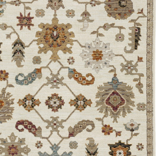 Homeroots 2' Ivory Oriental Area Rug - Stylish Power Loom Design, Stain Resistant, Perfect For Any Decor 3' X 5' Polypropylene 575963