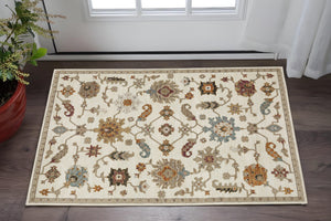 Homeroots 2' Ivory Oriental Area Rug - Stylish Power Loom Design, Stain Resistant, Perfect For Any Decor 3' X 5' Polypropylene 575963