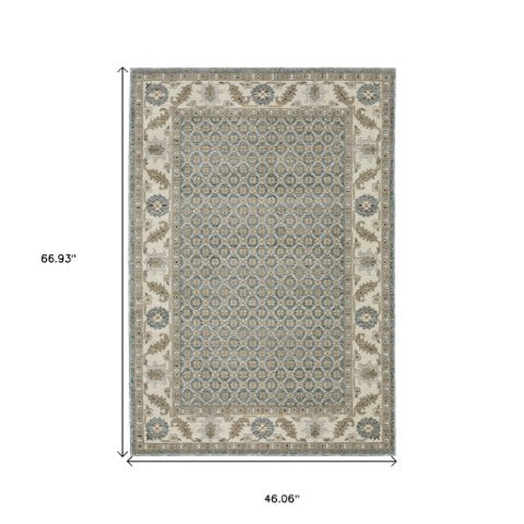 Homeroots 2' Blue Oriental Area Rug – Elegant Power Loom Design, Stain Resistant, Perfect For Pet-friendly Spaces 3' X 5' Polypropylene 575964