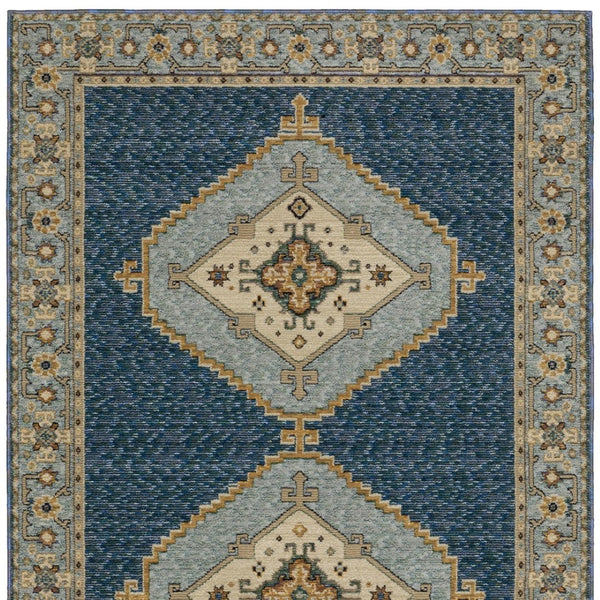 Homeroots 2' Blue Medallion Area Rug – Stain-resistant Power Loom Design For Stylish Spaces With Kids & Pets 3' X 5' Polypropylene 575965