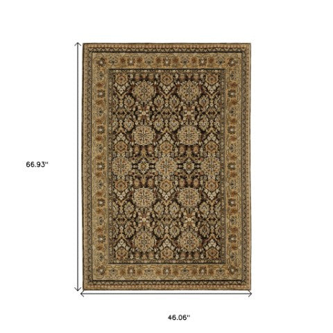 Homeroots 2' Brown Oriental Area Rug - Elegant Design, Stain Resistant, Perfect For Homes With Kids And Pets 3' X 5' Polypropylene 575966