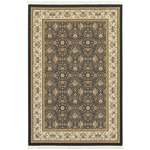 Homeroots 4' Navy Blue Oriental Area Rug With Fringe – Stylish, Stain-resistant Design For Every Home Space 7' X 10' Polypropylene 575971