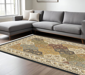 Homeroots 4' Navy Blue Oriental Area Rug With Fringe – Stylish, Stain-resistant Design For Every Home Space 7' X 10' Polypropylene 575972