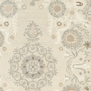 Homeroots 4' Sand Wool Floral Hand Tufted Area Rug - Elevate Your Living Space With Elegant Design And Comfort 5' X 8' Wool 575973