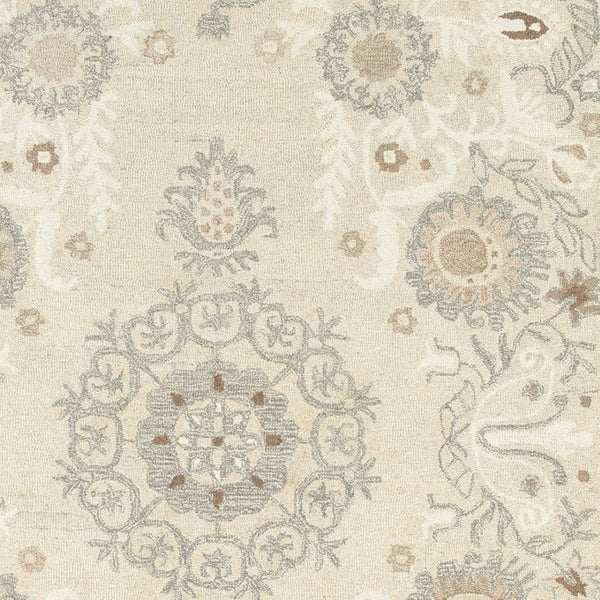 Homeroots 4' Sand Wool Floral Hand Tufted Area Rug - Elevate Your Living Space With Elegant Design And Comfort 5' X 8' Wool 575973