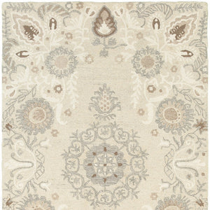 Homeroots 4' Sand Wool Floral Hand Tufted Area Rug - Elevate Your Living Space With Elegant Design And Comfort 5' X 8' Wool 575973