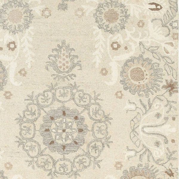 Homeroots 4' Sand Wool Floral Hand Tufted Area Rug - Elevate Your Living Space With Elegant Design And Comfort 5' X 8' Wool 575973