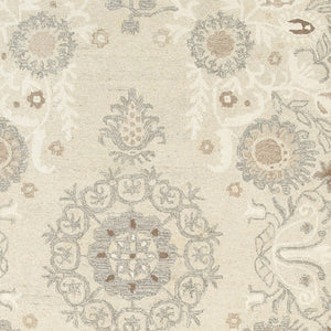 Homeroots 4' Sand Wool Floral Hand Tufted Area Rug - Elevate Your Living Space With Elegant Design And Comfort 5' X 8' Wool 575973