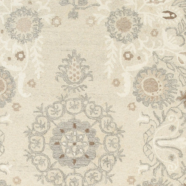 Homeroots 4' Sand Wool Floral Hand Tufted Area Rug - Elevate Your Living Space With Elegant Design And Comfort 5' X 8' Wool 575973