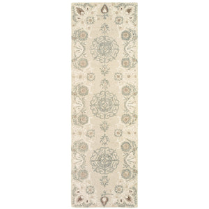 Homeroots 4' Sand Wool Floral Hand Tufted Area Rug - Elevate Your Living Space With Elegant Design And Comfort 8' Runner Wool 575974