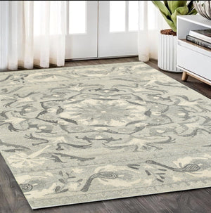 Homeroots 4' Elegant Wool Floral Hand-tufted Area Rug - Enrich Your Space With Artistic Charm And Style 5' X 8' Wool 575975