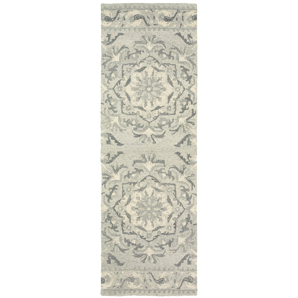 Homeroots 4' Elegant Wool Floral Hand-tufted Area Rug - Enrich Your Space With Artistic Charm And Style 8' Runner Wool 575976