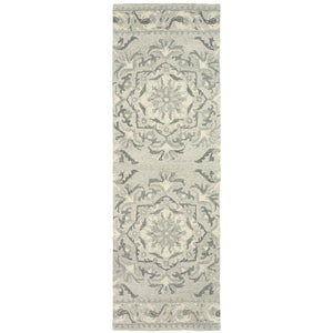 HomeRoots 4' Hand-Tufted Ivory Wool Floral Area Rug - Elegant Design for Timeless Home Décor & Comfort 8' Runner 575976
