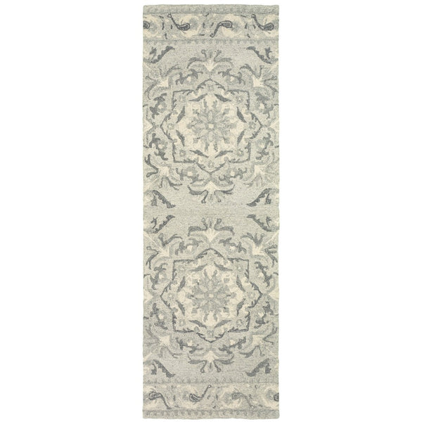 HomeRoots 4' Hand-Tufted Ivory Wool Floral Area Rug - Elegant Design for Timeless Home Décor & Comfort 8' Runner 575976