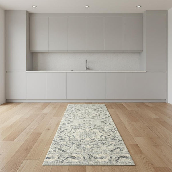 HomeRoots 4' Hand-Tufted Ivory Wool Floral Area Rug - Elegant Design for Timeless Home Décor & Comfort 8' Runner 575976