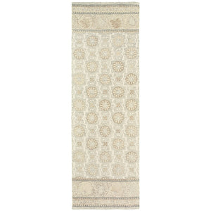 HomeRoots 4' Timeless Ash Gray Floral Hand-Tufted Wool Area Rug - Elegant Comfort for Living Spaces & Entryways 8' Runner 575978