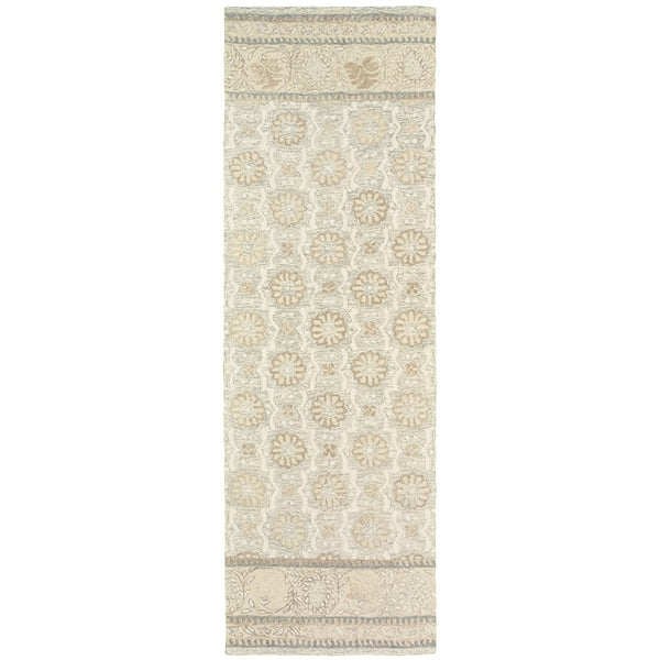 HomeRoots 4' Timeless Ash Gray Floral Hand-Tufted Wool Area Rug - Elegant Comfort for Living Spaces & Entryways 8' Runner 575978